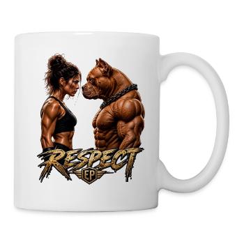 RESPEKT – Frau und Pitbull: Stärke und Respekt - Tasse - Weiß - Rechts