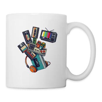 80er 90er Retro Technik & Gaming - Tasse - Weiß - Rechts
