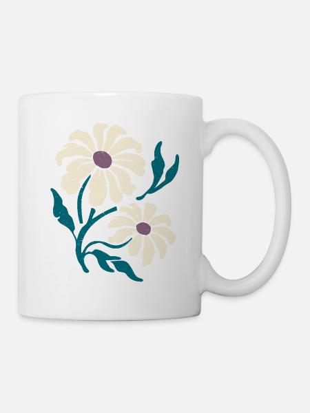 Retro-Gänseblümchenblüten - Tasse - Weiß