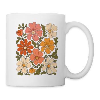 Retro Blumenmuster - Tasse - Weiß - Rechts