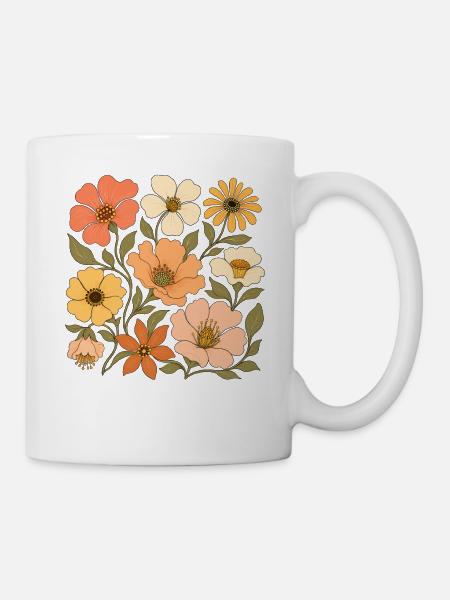 Wildblumenstrauß Botanische Kunst - Tasse - Weiß