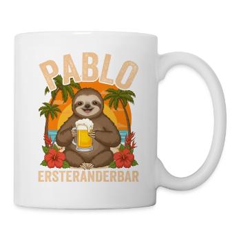 Pablo Ersteranderbar Faultier Bier Fun Motiv - Tasse - Weiß - Rechts