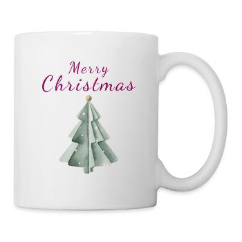 Minimalistischer Weihnachtsbaum Aquarell Tannenbau - Tasse - Weiß - Rechts