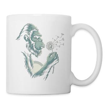 Nachdenklicher Gorilla-Löwenzahn-Liebhaber - Tasse - Weiß - Rechts