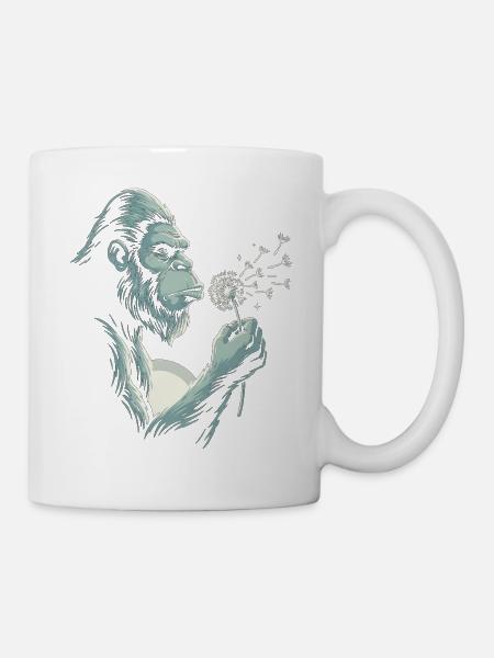 Nachdenklicher Gorilla-Löwenzahn-Liebhaber - Tasse - Weiß