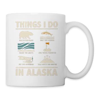Dinge, die ich in Alaska tue: Im Winter Bärenlachs - Tasse - Weiß - Rechts