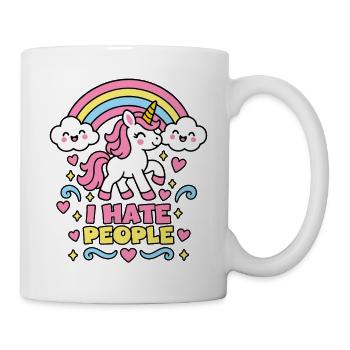 I Hate People – Einhorn Regenbogen - Tasse - Weiß - Rechts