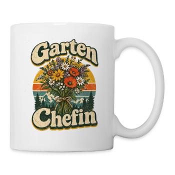 Garten Chefin Blumenstrauß Retro - Tasse - Weiß - Rechts