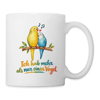 Zwei Vögel singen Liebe - ein Vogel in love  - Tasse - Weiß - Rechts