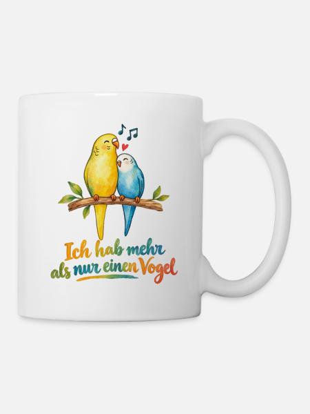 Zwei Vögel singen Liebe - ein Vogel in love  - Tasse - Weiß