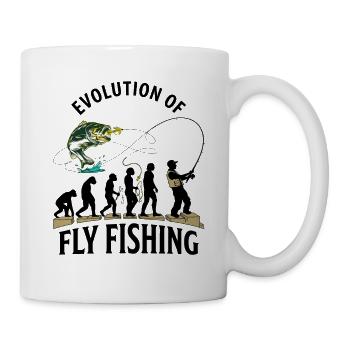 Evolution Fliegenfischerhumor - Tasse - Weiß - Rechts