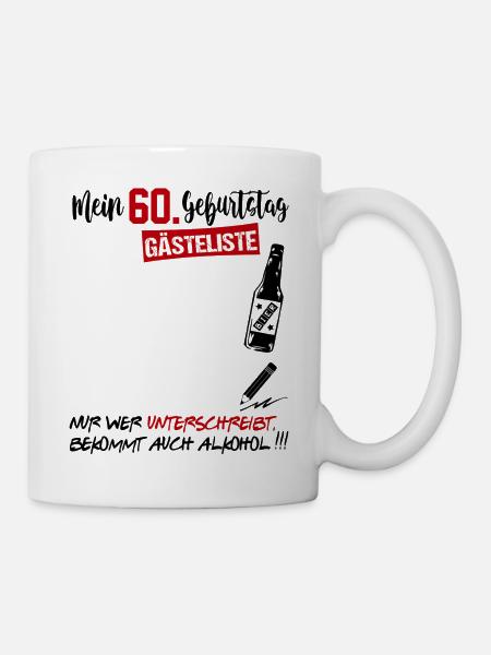 Gästeliste Gästebuch 60 Jahre Alter Geburtstag - Tasse - Weiß