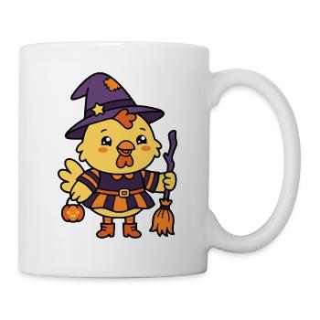 Niedliche Huhn-Hexe Halloween-Magie-Henne - Tasse - Weiß - Rechts