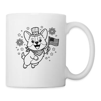 Niedlicher Corgi mit der USA-Flagge Patriotischer Hund - Tasse - Weiß - Rechts