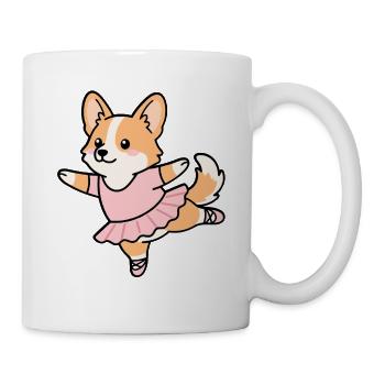 Niedliches Corgi-Ballett, Ballerina, lustiger Hund, Tanzkunst - Tasse - Weiß - Rechts