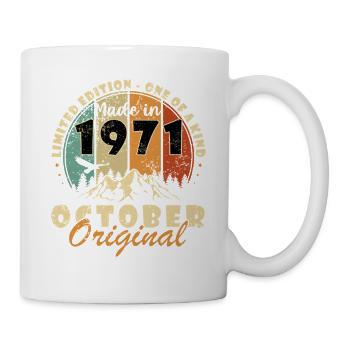 55. Geburtstag Geschenk Mann Best of Oktober 1971 - Tasse - Weiß - Rechts