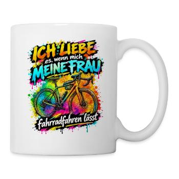 Ich liebe es, wenn meine Frau Fahrradfahren gravel - Tasse - Weiß - Rechts