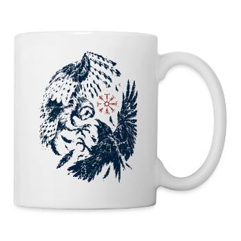 Nordische Mythologie Eule & Rabe - Tasse - Weiß - Rechts