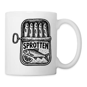 Sprotten – Maritimes Retro Fischmotiv - Tasse - Weiß - Rechts