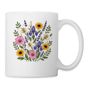 Weisse Lilie violette Iris Lavendel Cottagecore - Tasse - Weiß - Rechts