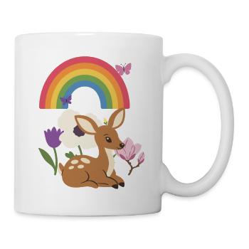 Pflanzenliebhaber · Mohn · Rehkitz · Blumenstrauß - Tasse - Weiß - Rechts