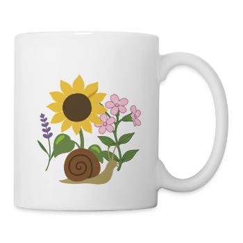 Illustration · Schnecke · Blumen · Natur - Tasse - Weiß - Rechts