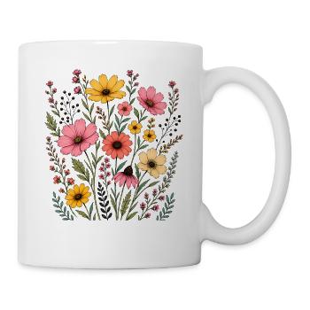 Colorful Cosmos Coneflower Wildflower Bouquet - Tasse - Weiß - Rechts