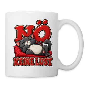Entspannte süße Katze Nö keine Lust Katzenfans - Tasse - Weiß - Rechts