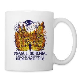 Prague Bohemia Kafkaesque Autumns Art Surrealist - Tasse - Weiß - Rechts