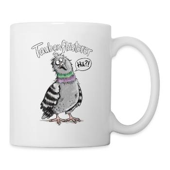 Taubenflüsterer I Taube Stadttaube Vogelhumor - Tasse - Weiß - Rechts