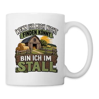 Lustiges Landwirtschafts Motiv Bauer Stall Scheune - Tasse - Weiß - Rechts