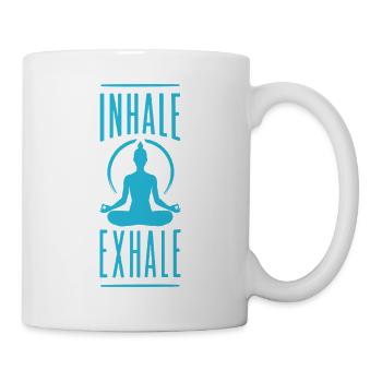 Inhale Exhale Yoga Meditation Spruch - Tasse - Weiß - Rechts