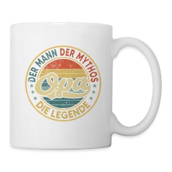 Opa Mythos Legende Retro Lustiger Spruch Geschenk - Tasse - Weiß - Rechts