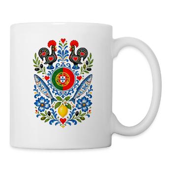 Portugal | Hahn, Sardinen & Azulejo - Tasse - Weiß - Rechts