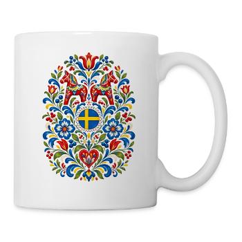 Schweden | Dalapferd & Volkskunst - Tasse - Weiß - Rechts