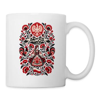 Polen | Störche, Tracht & Volkskunst - Tasse - Weiß - Rechts