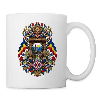 Rumänien | Holztor, Tracht & Volkskunst - Tasse - Weiß - Rechts