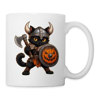 Halloween-Wikingerkatze - Tasse - Weiß - Rechts