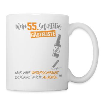Gästeliste Gästebuch 55 Jahre Alter Birthday - Tasse - Weiß - Rechts