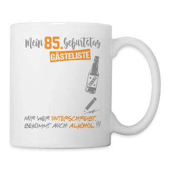 Gästeliste Gästebuch 85 Jahre Alter Birthday - Tasse - Weiß - Rechts