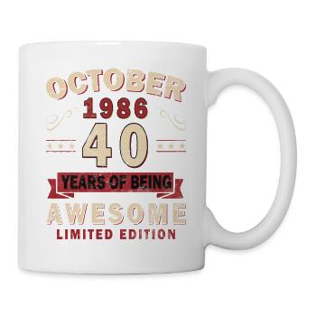 Oktober 1986 Jahrgang Retro Geburtstag Geschenk - Tasse - Weiß - Rechts