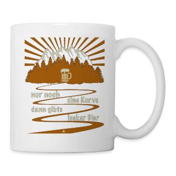nur noch eine kurve dann gibts bier - Tasse - Weiß - Rechts