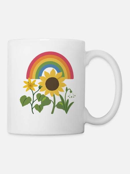 Natur · Blumen · Bunte Sonnenblume - Tasse - Weiß