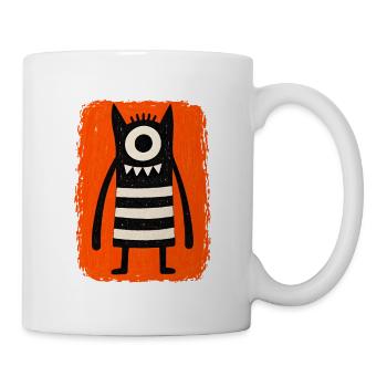 Einäugiges Monster | Skurrile Folk Art Illustratio - Tasse - Weiß - Rechts