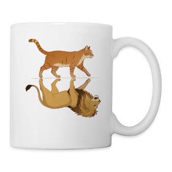 Katze mit Löwe Reflektion Tiere - Tasse - Weiß - Rechts