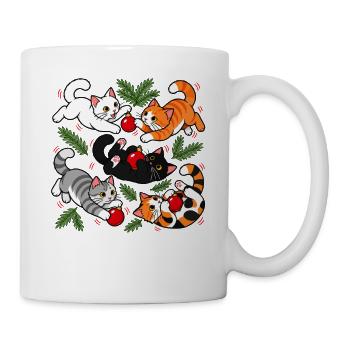 Weihnachtskatzen-Chaos - Tasse - Weiß - Rechts