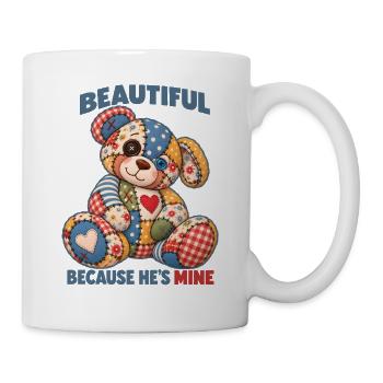Patchwork-Teddy – Schön, weil er mir gehört - Tasse - Weiß - Rechts