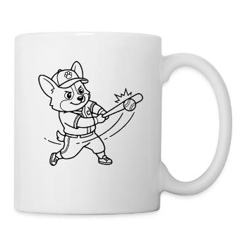 Niedlicher Corgi-Baseballspieler-Hund-Umriss - Tasse - Weiß - Rechts