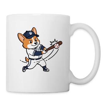 Süßer Corgi-Hund spielt Baseball, Sportliebhaber - Tasse - Weiß - Rechts