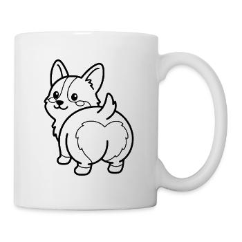 Niedliche Corgi-Po-Umrissung Lustige Hundeliebhaber-Ästhetik - Tasse - Weiß - Rechts